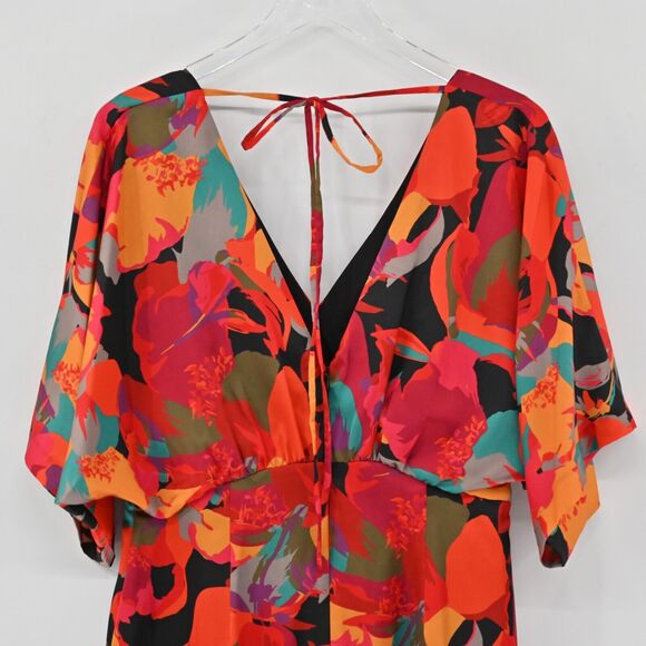 AIDAN MATTOX Dress Womens Size 12 Floral Printed Short Kimono Sleeve VNeck Multi - Picture 6 of 13